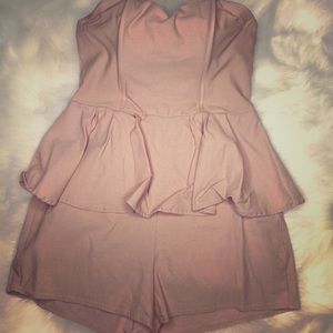 Charlotte Russe+ Peplum Romper- Nude